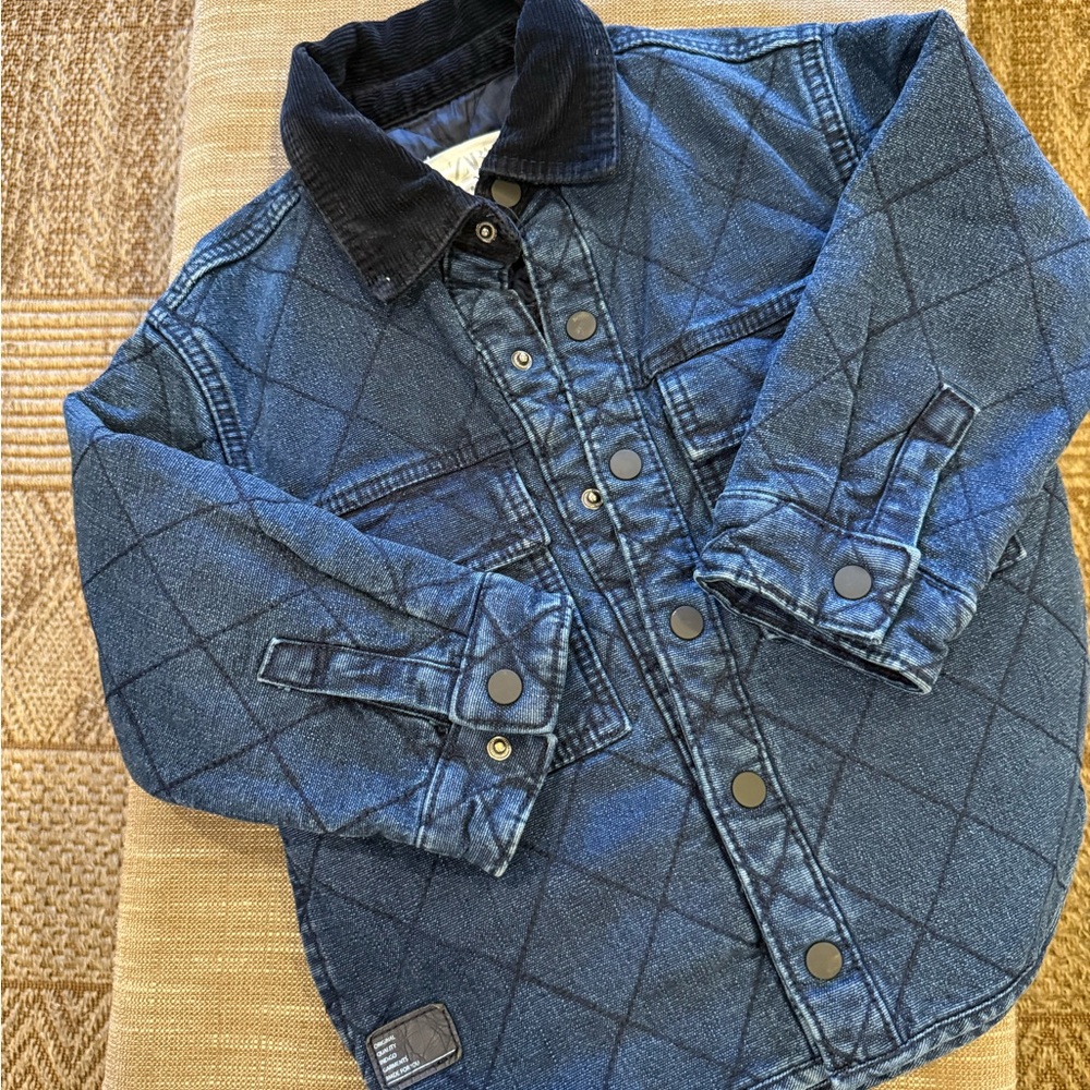 Zara Quilted Blue Denim Jacket